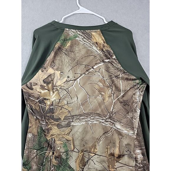 Under Armour Scent Control ColdGear Green Camo LS V Neck Shirt Womens Plus 2XL - Picture 7 of 12